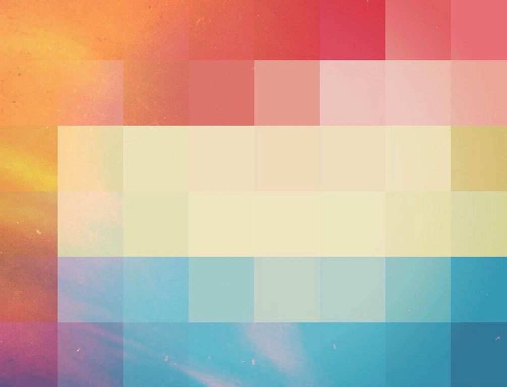 Rainbow blend mode pixel mosaic grid design